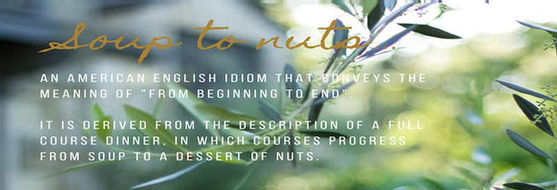 2019 Spring Release banner, with quote "soup to nuts... an american english idiom that conveys the meaning of "from beginning to end". it is derived from the description of a full course dinner, in which courses progress from soup to a dessert of nuts."